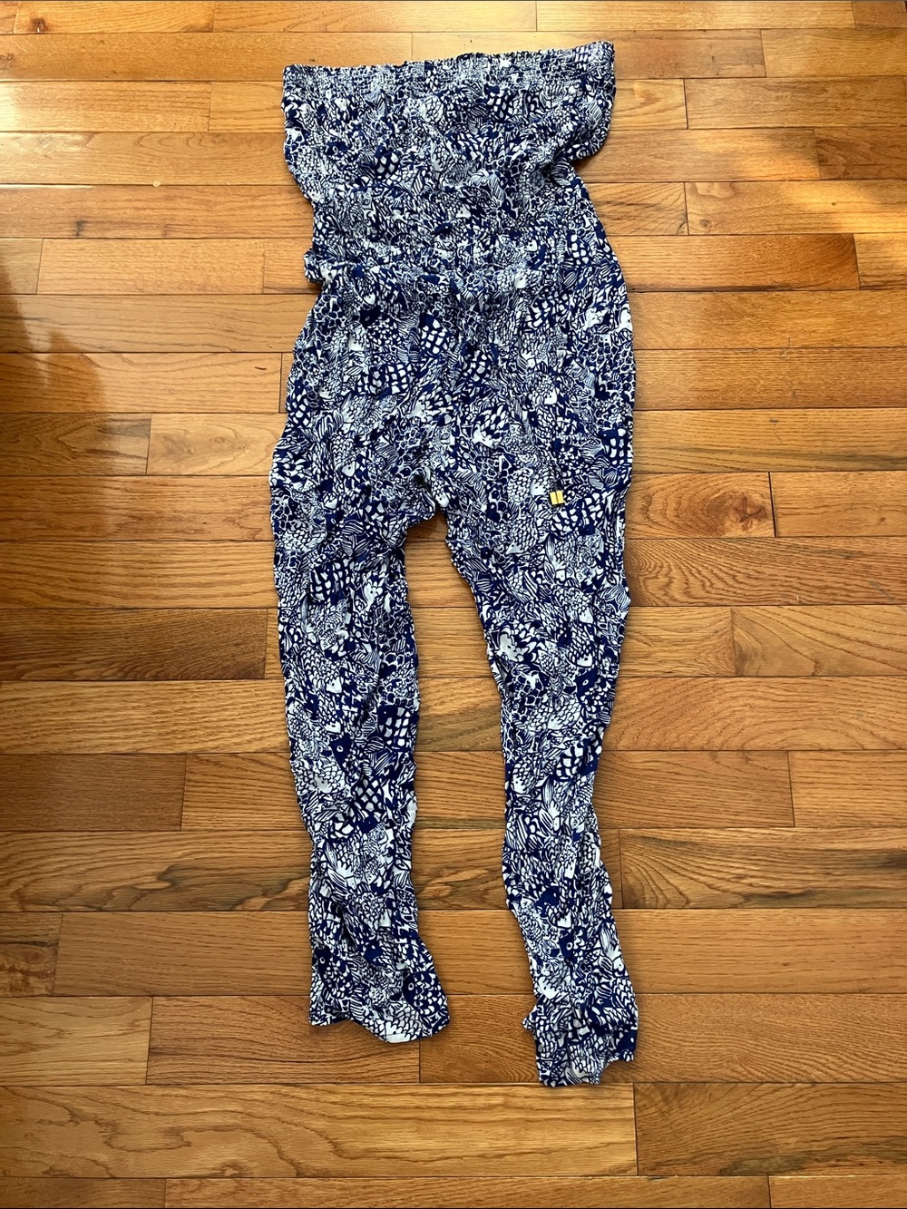 Lilly Pulitzer for Target Women’s Blue and White Strapless Jumpsuit - Large